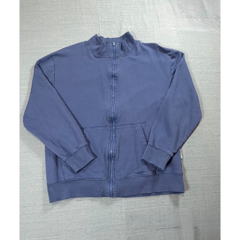 DR Fashion Style Premium Clothing Mens XL Blue Full Zip Mock Neck Sweatshirt